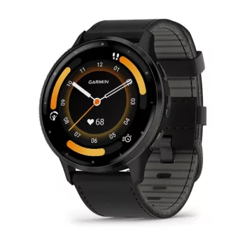   Garmin Venu 3 fekete, fekete kerettel, bőr és szilikon szíjjal (ED)