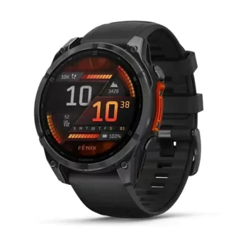   Garmin Fenix 8 47 mm Amoled sötétszürke, fekete szilikon szíjjal (ED)