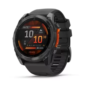   Garmin Fenix 8 51 mm Amoled, sötétszürke, fekete szilikon szíjjal (ED)