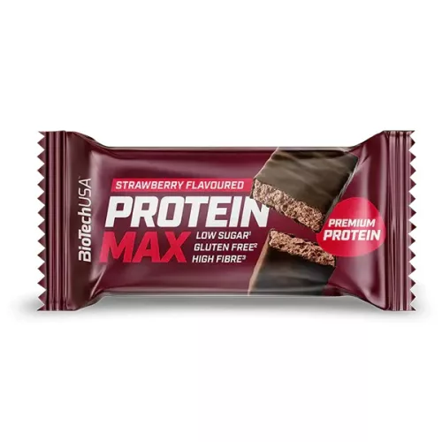 BioTech USA Protein Max fehérjeszelet Strawberry (eper ízesítésű) 45 g