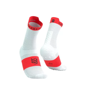   Compressport Pro Racing Socks V4.0 Run (Quarter) White/Fluo Red