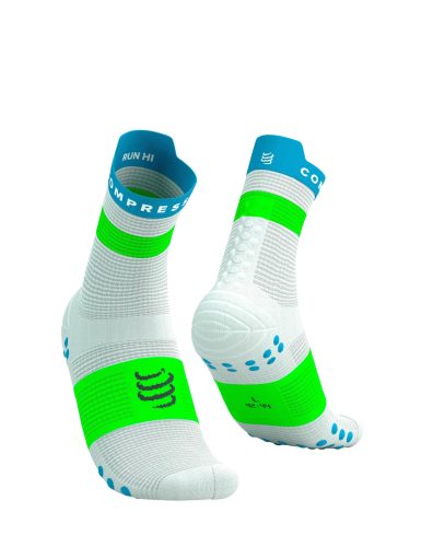 Compressport Pro Racing Socks V4.0 Run (Quarter) White/Norse Blue/Neon Green