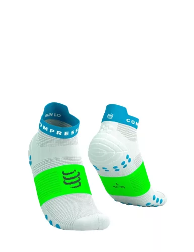 Compressport Pro Racing Socks V4.0 Run (Low) White/Norse Blue/Neon Green