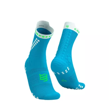   Compressport Pro Racing Socks V4.0 Trail (Crew) Norse Blue/Neon Green