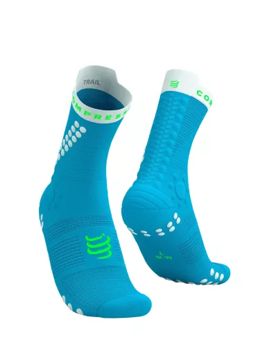 Compressport Pro Racing Socks V4.0 Trail (Crew) Norse Blue/Neon Green