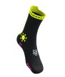 Compressport Pro Racing Socks V4.0 Trail (Crew) Black/Safery Yellow/Neon Pink 45-48