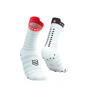   Compressport Pro Racing Socks V4.0 Ultralight Run (Quarter) White/Fluo Red/Black