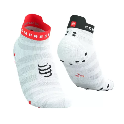 Compressport Pro Racing Socks V4.0 Ultralight Run (Low) White/Fluo Red/Black
