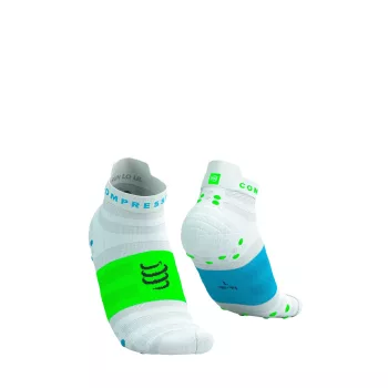   Compressport Pro Racing Socks V4.0 Ultralight Run (Low) White/Norse Blue/Neon Green